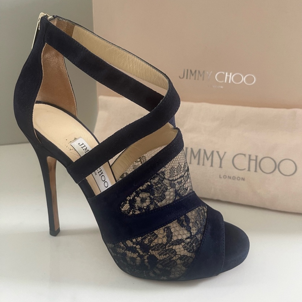 AUTHENTIC JIMMY CHOO ITALIAN LACE HEELS - Picture 5 of 16